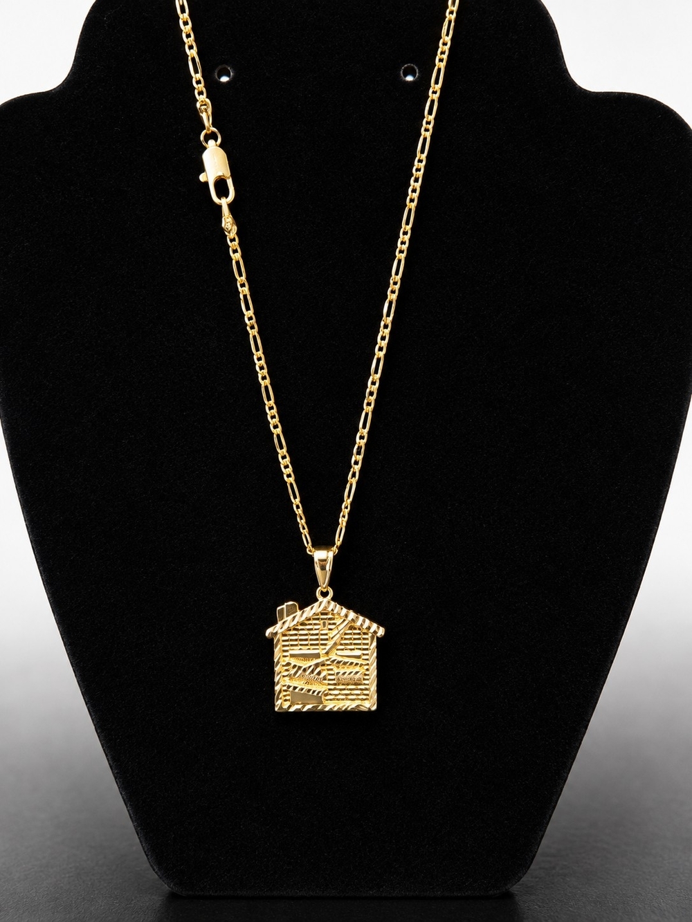18k Gold Filled Trap House Pendant Necklace - Men Jewelry